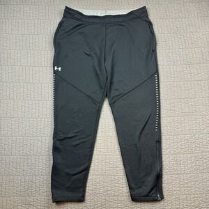 Under Armour Sweatpants Men XL Black Loose Coldgear Workout Gym Active Leg Zip